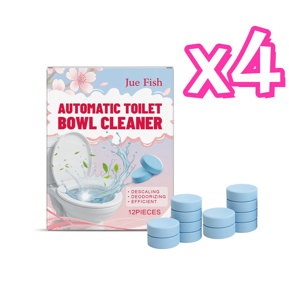 Toilet Cleaning Effervescent Tablets 12pc – Deodorizing Cleaner Toilet Cleaning Tablets PLUSH 12pcs in boxed x 4