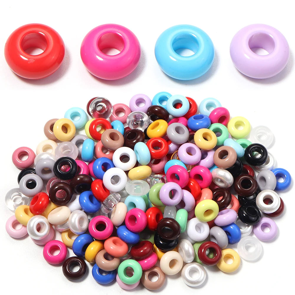 50pcs 11mm Multicolor Acrylic Donut Spacer Beads | DIY Jewelry Acrylic Spacer Beads PLUSH