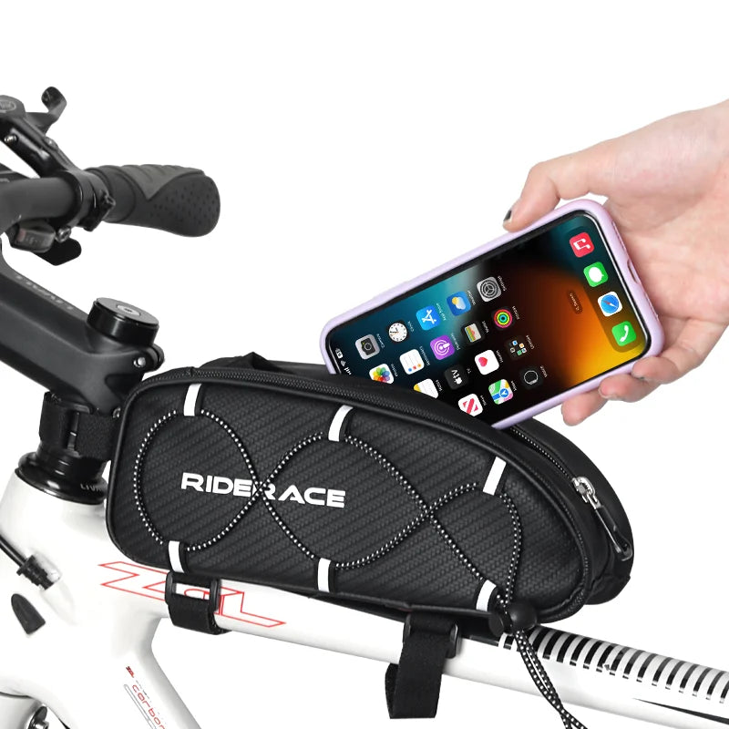 RIDERACE Waterproof Bike Top Tube Bag – MTB & Road Cycling Bike Frame Bag PLUSH