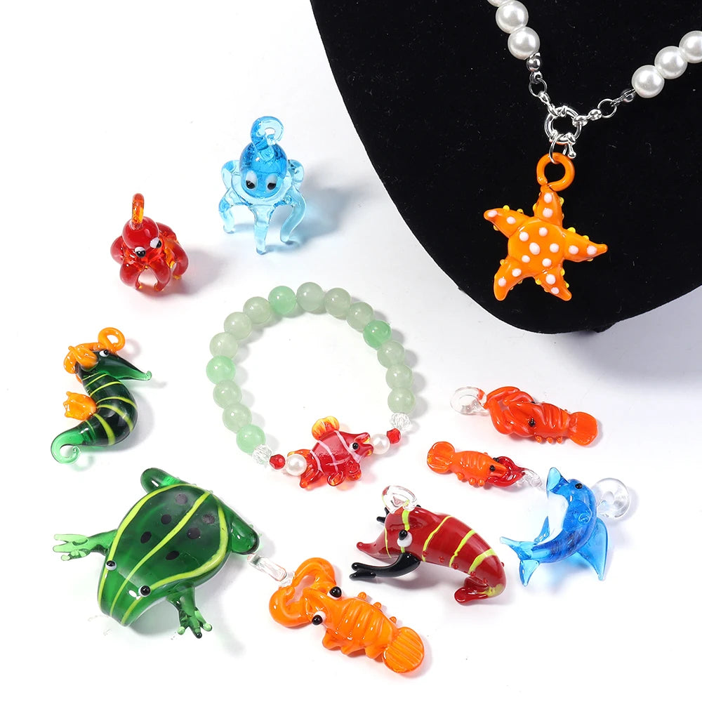3D Ocean Animal Glass Pendant – DIY Bracelet & Keychain Charm Glass Charm Pendant PLUSH