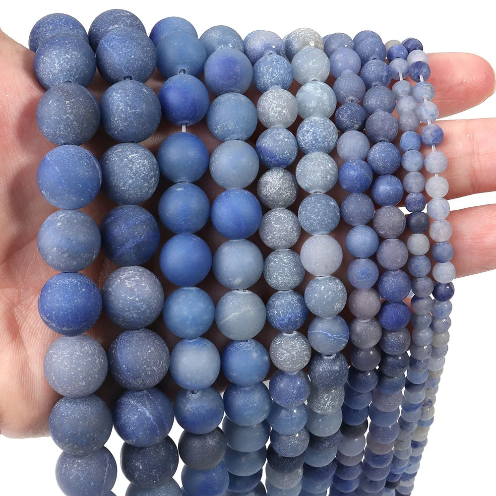 Natural Blue Aventurine Matte Stone Beads 4–12mm | DIY Jewelry Stone Spacer Beads PLUSH