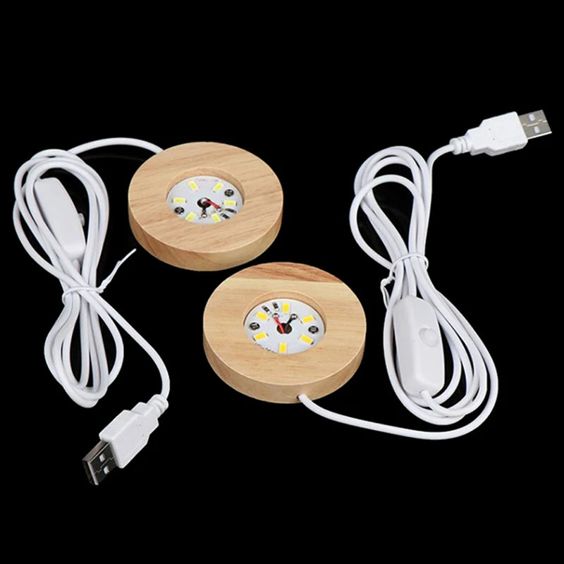Wooden LED Light Display Base for Crystal Ball & Décor LED Display Base PLUSH