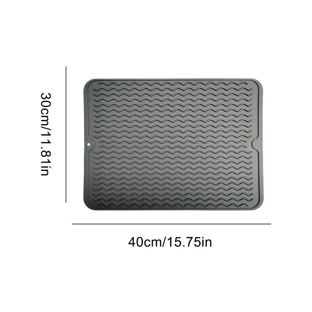 Extra Large Silicone Dish Drying Mat – Non-Slip & Heatproof Dish Drying Mat PLUSH Dark Gray 30x40cm