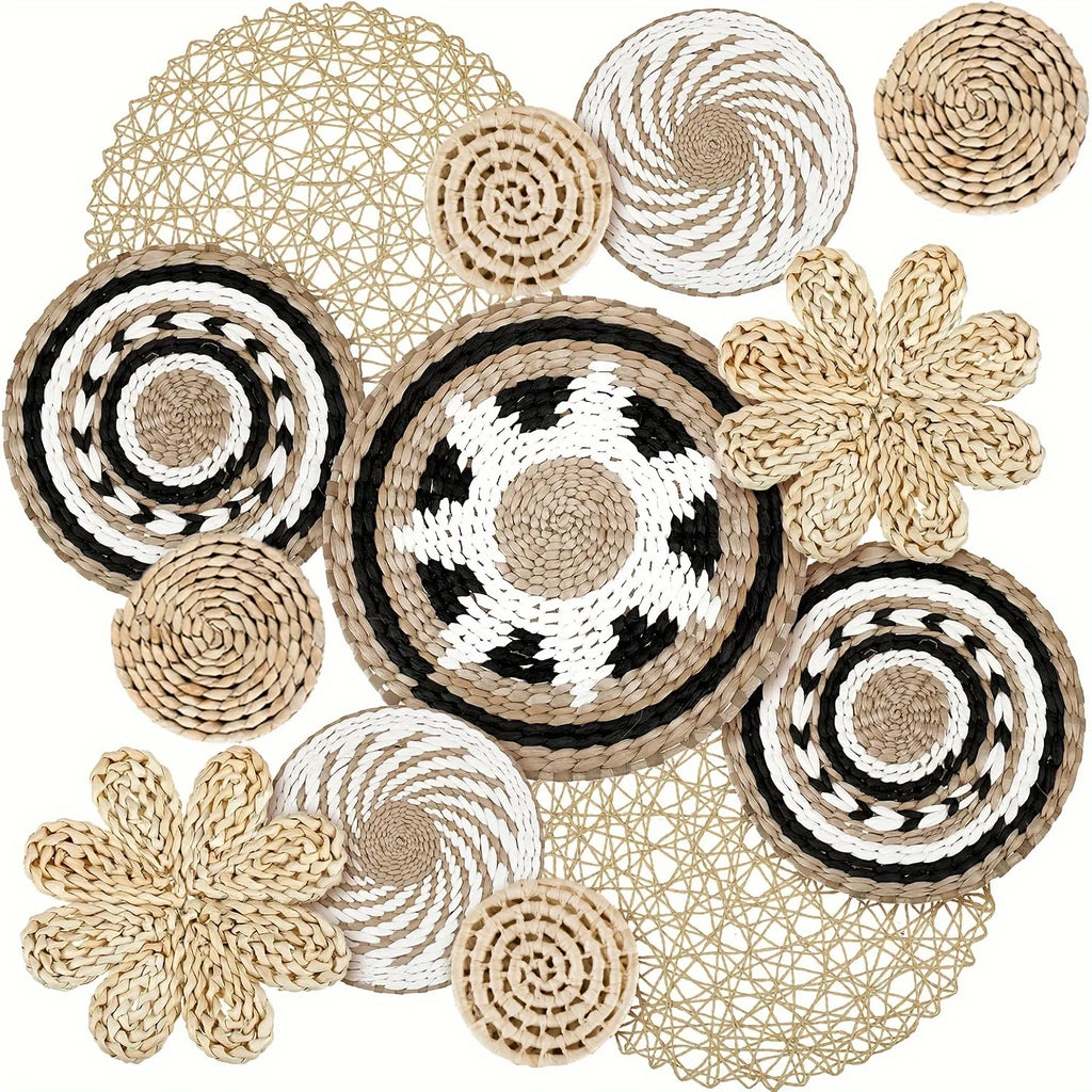 10-Piece Handmade Boho Wicker Seagrass Hanging Wall Baskets Wall Basket Decor PLUSH