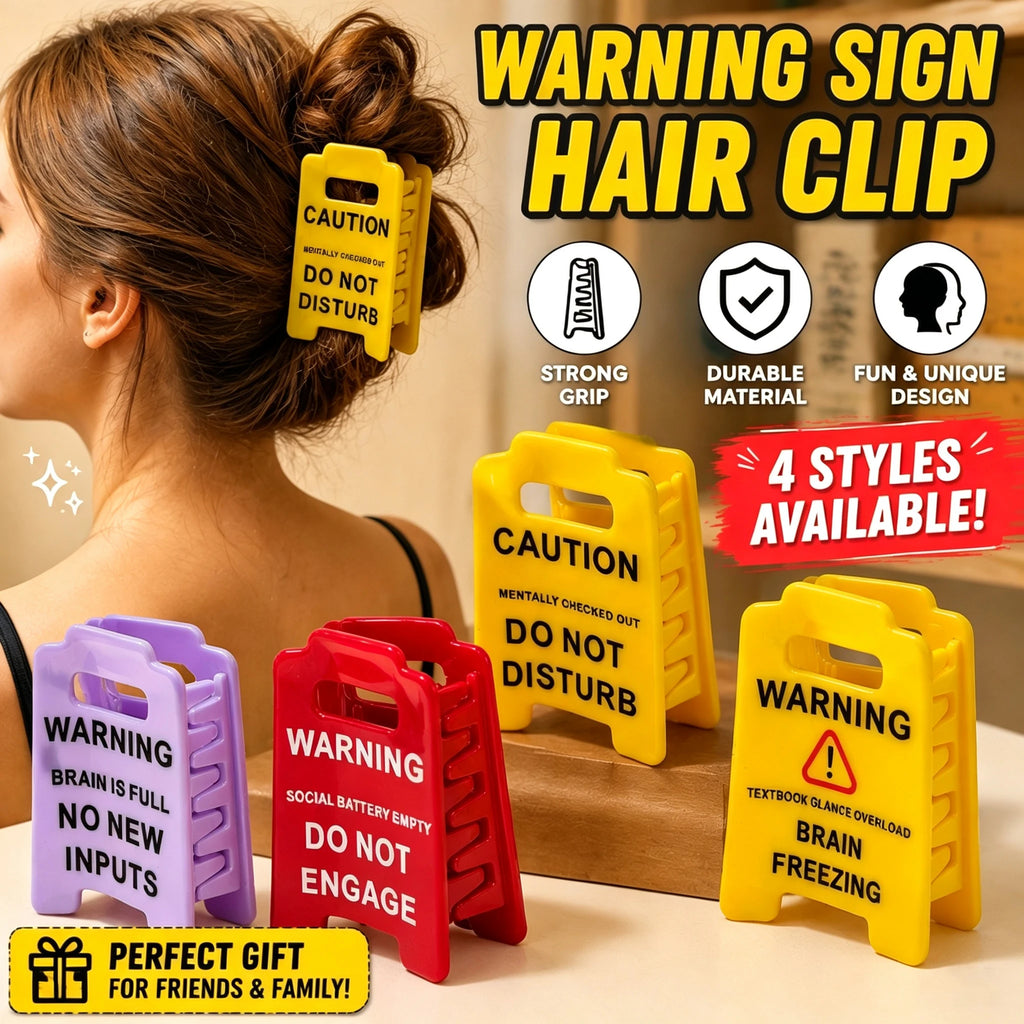 Warning Sign Hair Claw Clip – Novelty Updo Ponytail Holder Novelty Hair Clip PLUSH