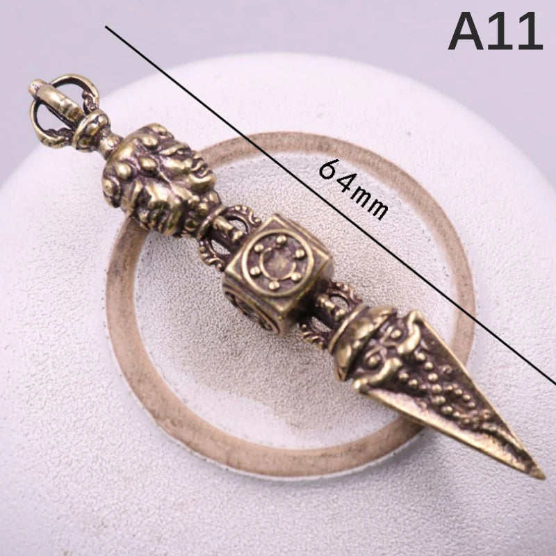 Tibetan Buddhist Vajra Brass Pendant – Nepal Handcraft Charm Jewelry Pendant Charm PLUSH A11
