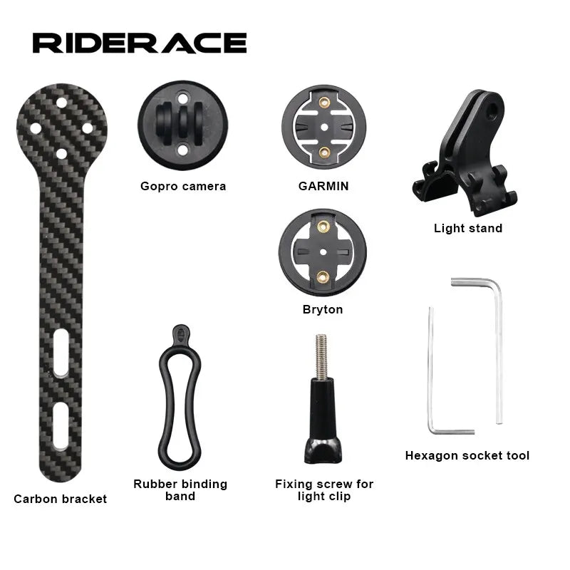 Carbon Fiber Road Bike GPS Computer Mount | Garmin Bryton GoPro Bike Computer Mount PLUSH