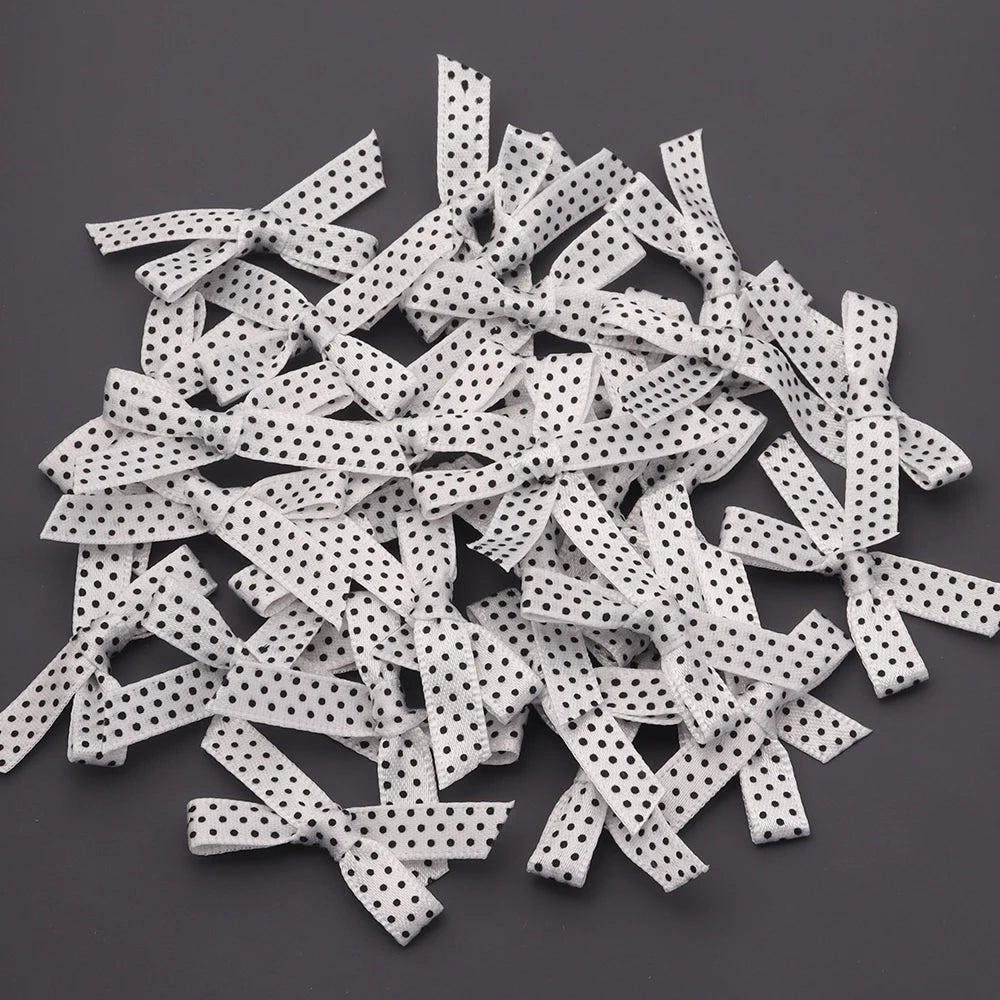 30pcs Polka Dot Ribbon Bows – DIY Hair & Sewing Craft Ribbon Bow Craft Supplies PLUSH white