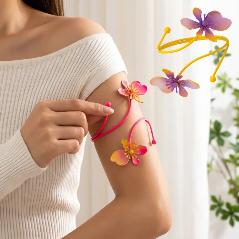 Colorful Floral Arm Cuff Open Bangle – Neon Gradient Armlet Arm Cuff Bangle PLUSH