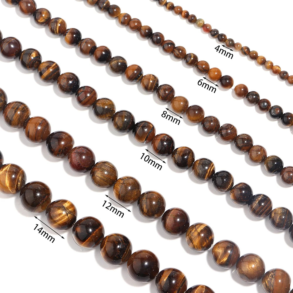 Natural Yellow Tiger Eye Round Stone Beads for DIY Jewelry Natural Stone Beads PLUSH