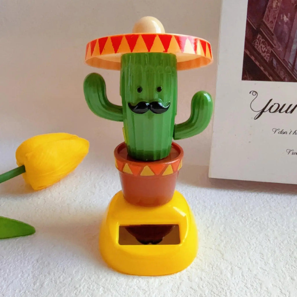 Solar Cactus Bobblehead Car Dashboard Ornament | Fun Gift Car Dashboard Ornament PLUSH