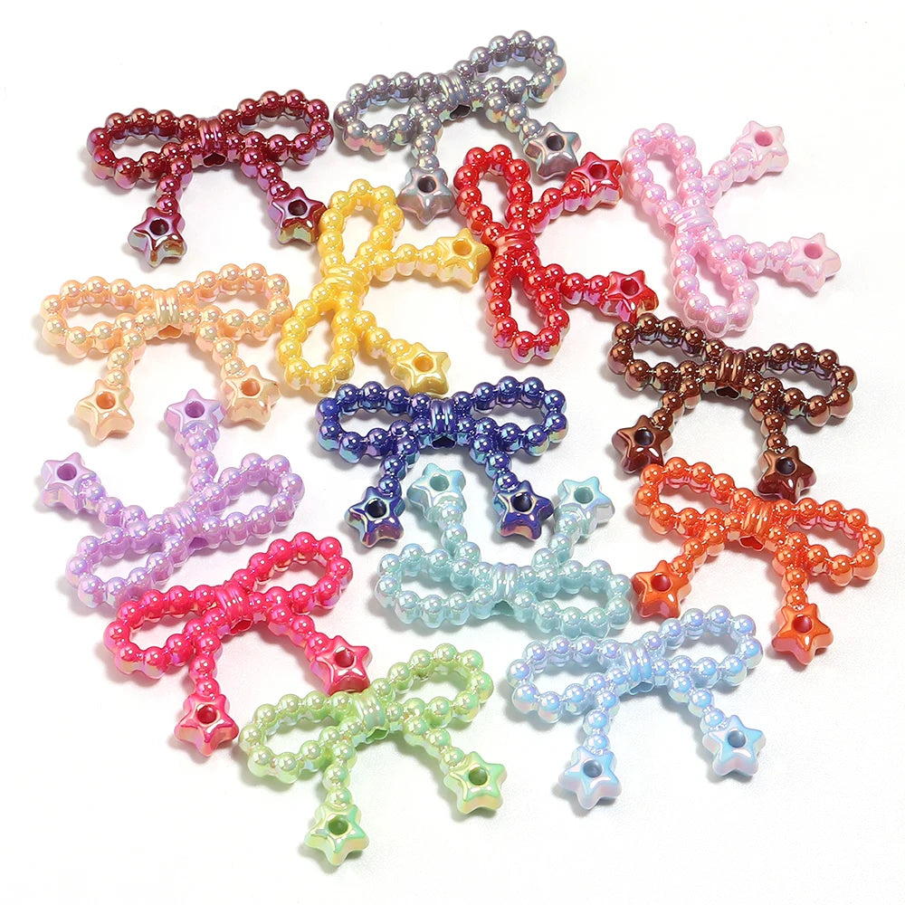 10pcs Bowknot Acrylic Spacer Beads – Bow Charms for DIY Jewelry Acrylic Spacer Beads PLUSH mix color 01