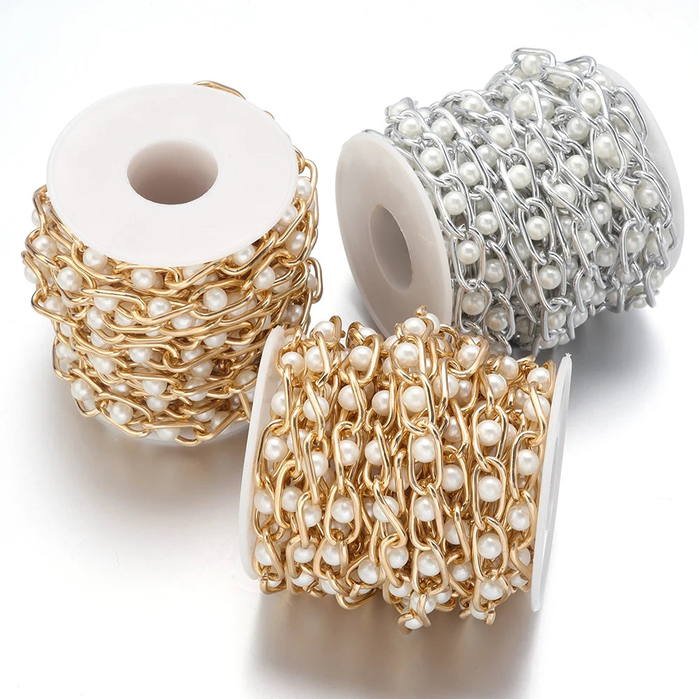 5 Yards Pearl Aluminum Beaded Chain for DIY Jewelry Making Jewelry Making Chain PLUSH