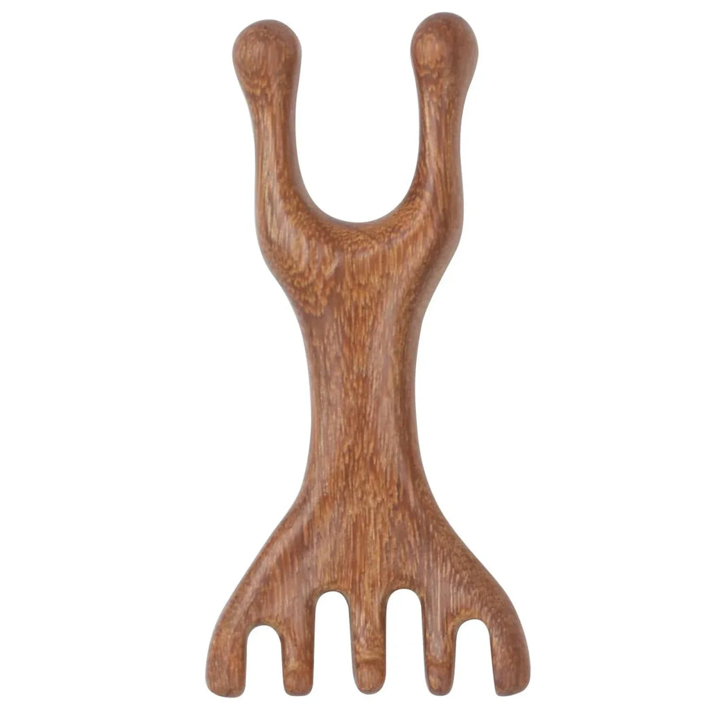 Natural Sandalwood Scalp Massager & Gua Sha Comb – 5-Claw Scalp Massage Comb PLUSH