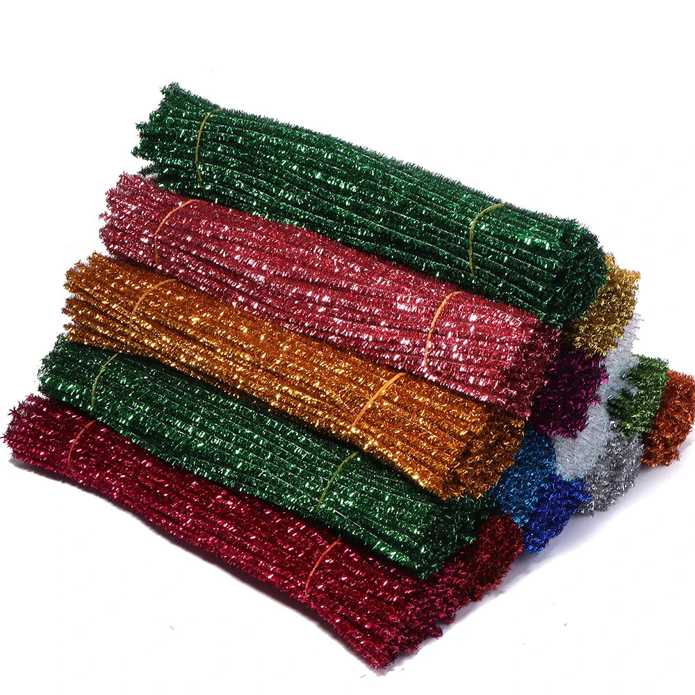 100pcs Glitter Chenille Pipe Cleaners – Colorful DIY Craft Stems Craft Pipe Cleaners PLUSH