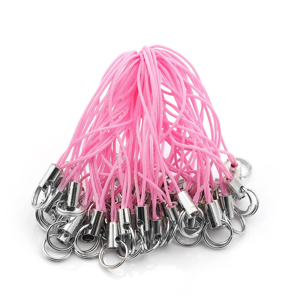 50pcs Phone Lanyard Lariat Strap Cords with Jump Rings DIY Lanyard Strap Cord PLUSH pink 01