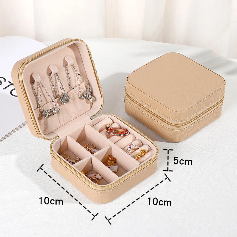 Portable Travel Jewelry Organizer Box – PU Leather Zipper Case Jewelry Organizer Box PLUSH Yellow