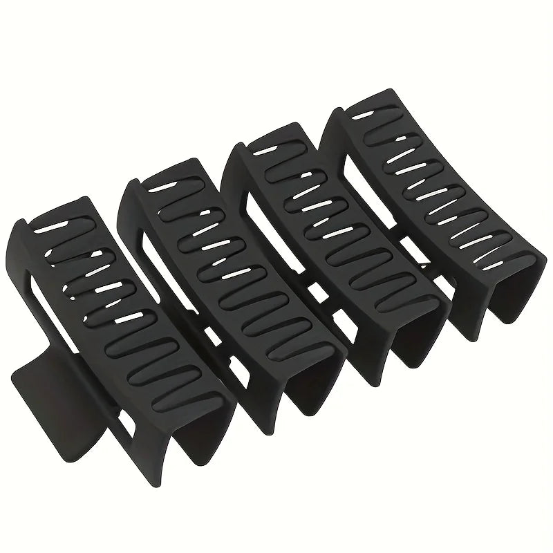 4-Pack Rectangular Hair Claw Clips – Anti-Slip, All Hair Types Hair Claw Clips PLUSH black 4PCS XXS