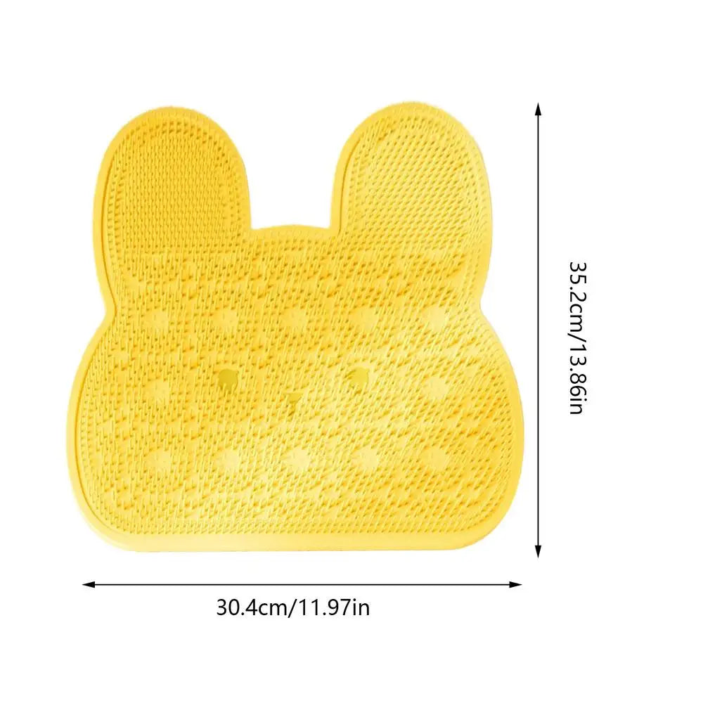 Silicone Shower Foot Scrubber Mat – Non-Slip Bath Massage Pad Shower Scrubber Mat PLUSH Yellow