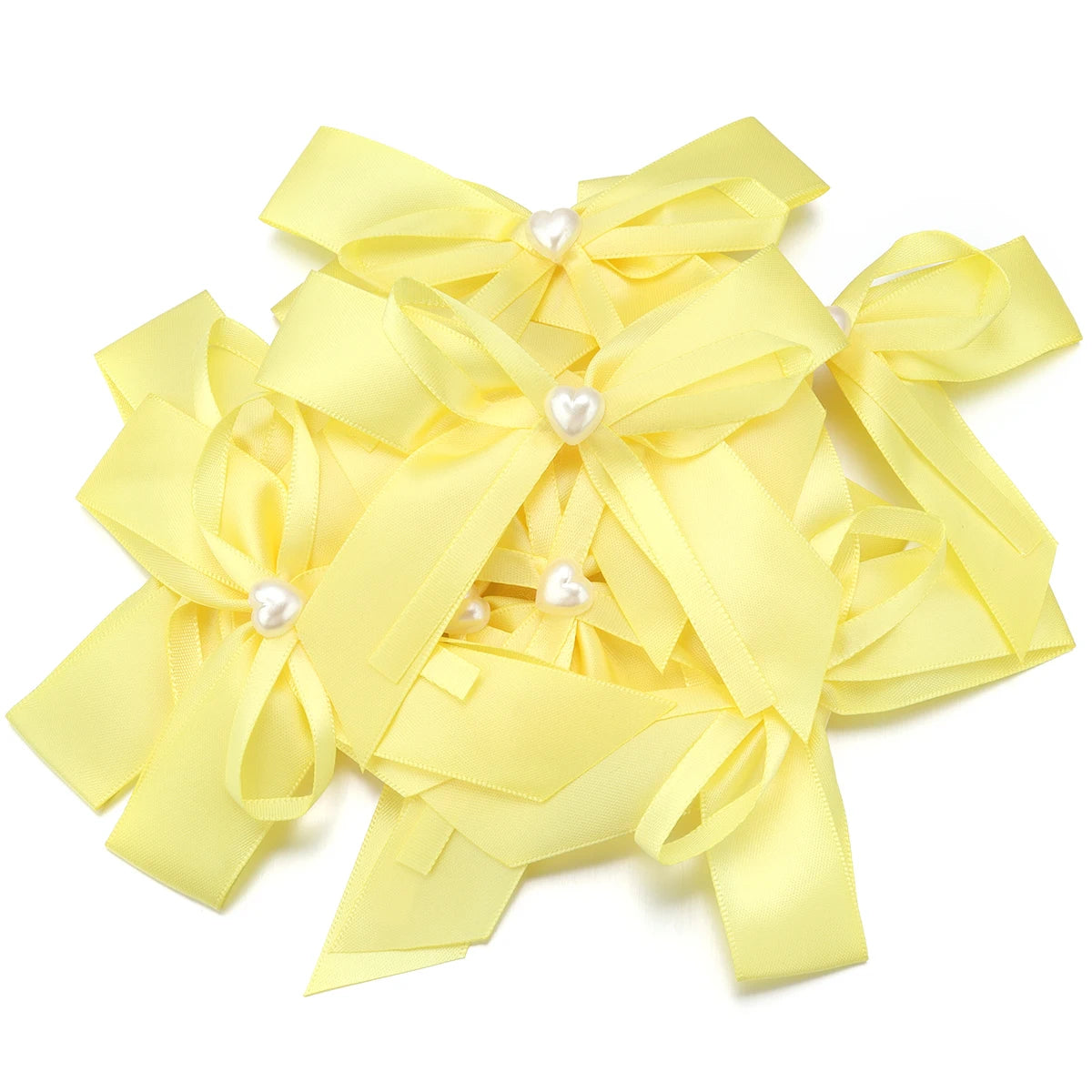 10pcs Double Layer Polyester Pearl Bows – DIY Jewelry & Craft DIY Bow Embellishments PLUSH yellow