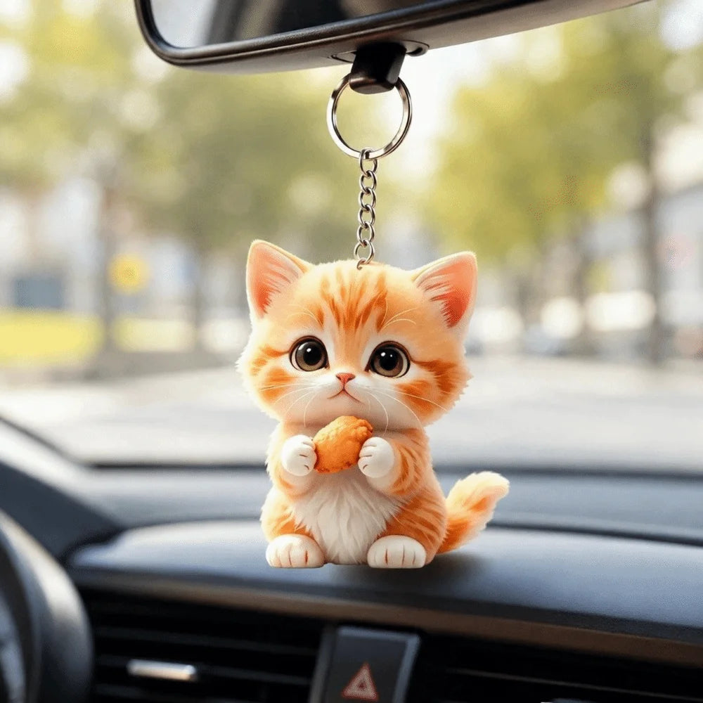 2D Flat Acrylic Cat Keychain – Cute Cartoon Bag Charm Acrylic Keychain Charm PLUSH