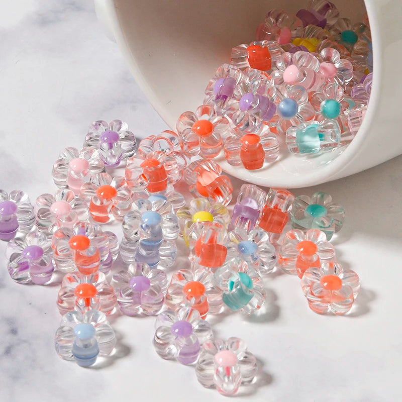 100pcs Acrylic Sunflower Spacer Beads 12.5x6mm | DIY Jewelry Acrylic Spacer Beads PLUSH