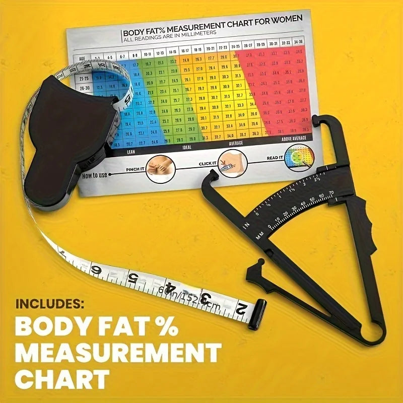 Body Fat Caliper & Waist Tape Measure Set – Fitness Tool Fitness Measuring Set PLUSH