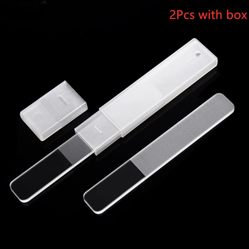 Crystal Glass Nano Nail File & Shine Buffer Polisher Nano Glass Nail File PLUSH 2 Pcs