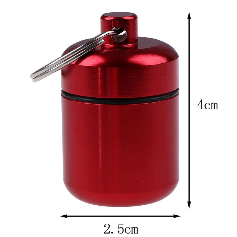 Waterproof Mini Pill Box Keychain – Aluminum Travel Case Pill Box Keychain PLUSH