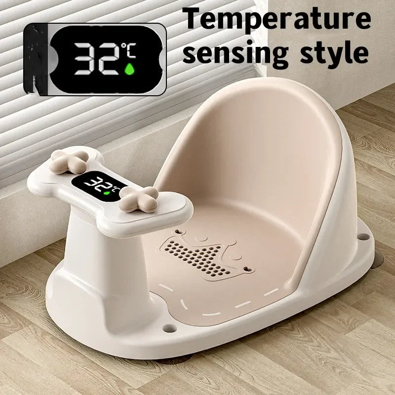 Baby Bath Seat with Temperature Sensing | Portable Shower Chair Baby Bath Seat PLUSH C