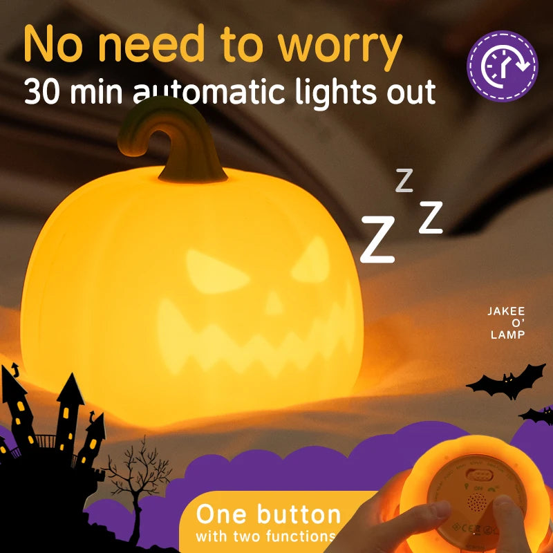 Pumpkin LED Night Light | Jack O Lantern Rechargeable Lamp LED Night Light PLUSH