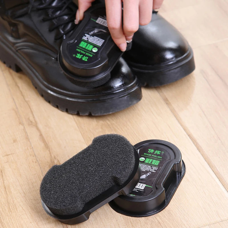 Double-Sided Shoe Polish Wax Sponge Brush – Leather Care Shoe Care Brush PLUSH