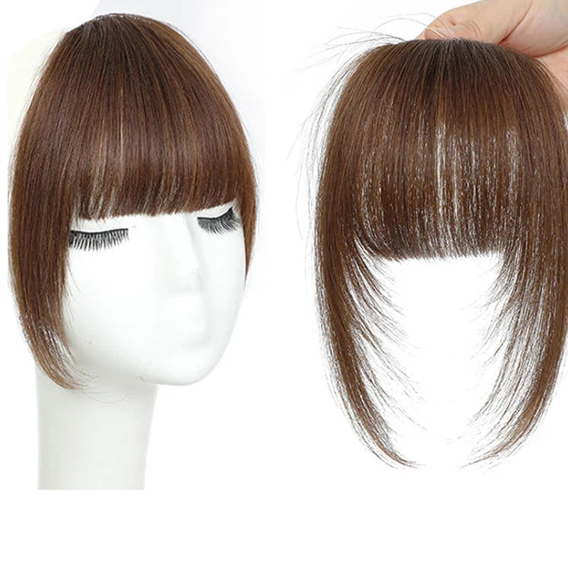 Clip-In Synthetic Air Bangs & Sideburns Hairpiece Black Brown Clip-In Hair Bangs PLUSH