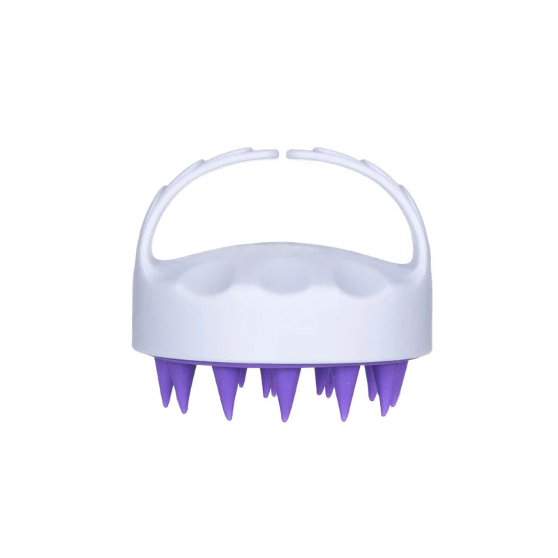 Silicone Scalp Massage Brush – Shampoo Scrubber Exfoliator Scalp Massage Brush PLUSH White Purple