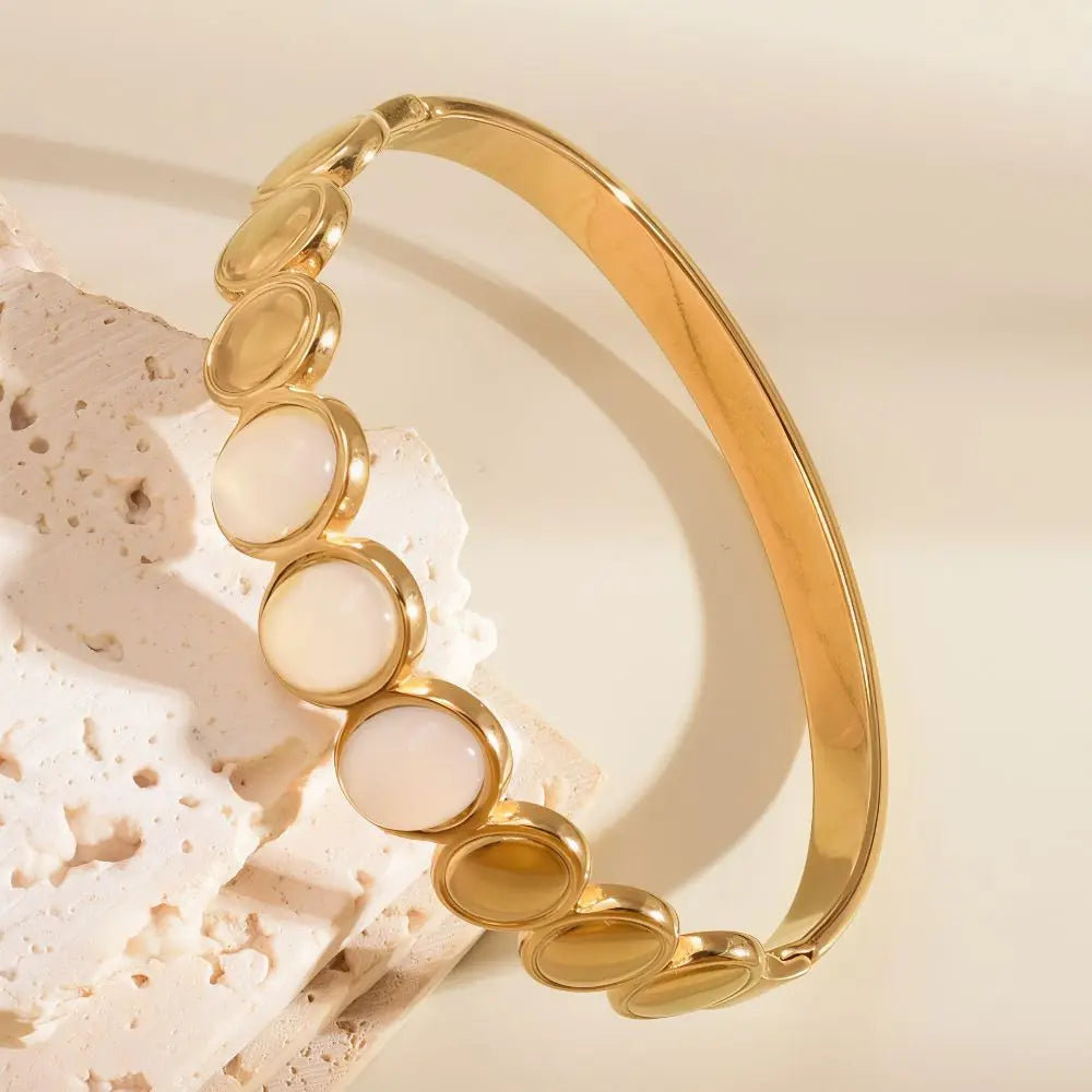 Cat's Eye Stone Alloy Bangle – Vintage Stackable Women's Bracelet Fashion Bangle Bracelet PLUSH