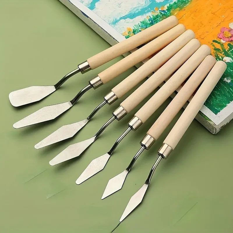 7-Piece Palette Knife Set – Stainless Steel Art Spatulas Palette Knife Set PLUSH