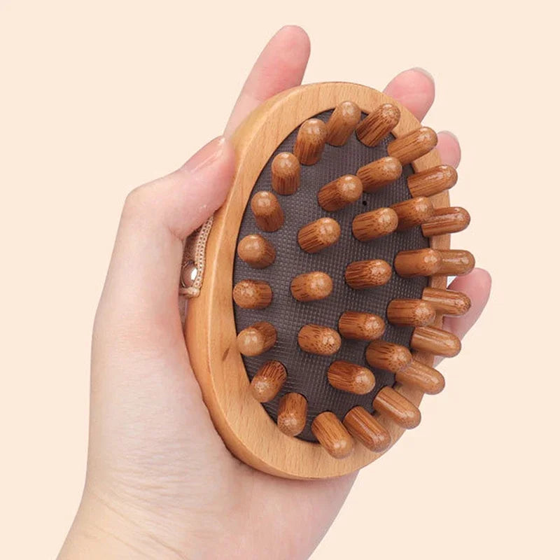 Wooden Air Cushion Scalp & Body Massage Comb | Beechwood Scalp Massage Comb PLUSH