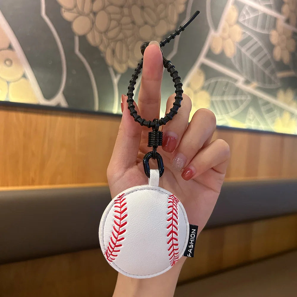 Sports Ball Leather Keychain – Football Basketball Baseball Charm Sports Leather Keychain PLUSH baseball