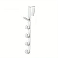 Over The Door Hanging Rack – 5-Hook Plastic Organizer Door Hook Rack PLUSH white