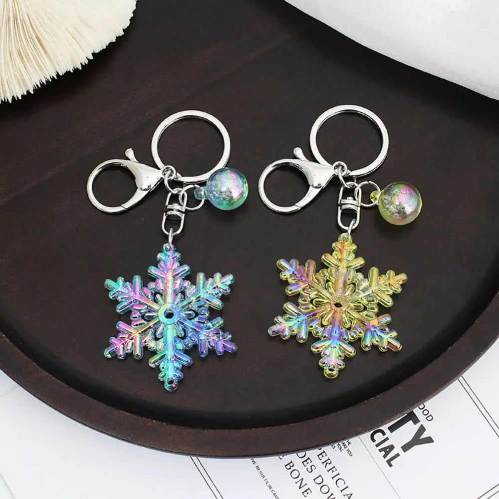 Transparent Snowflake Acrylic Keychain – Colorful Laser Pendant Acrylic Keychain PLUSH