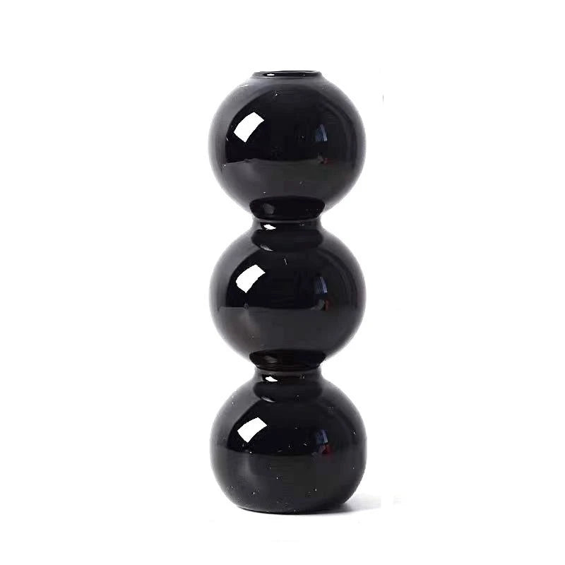 Nordic Glass Bubble Vase – Clear Bud Vase & Hydroponic Planter Glass Bud Vase PLUSH Black 3balls