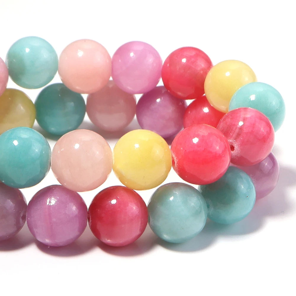 Yellow Jade Stone Round Spacer Beads – DIY Jewelry Making Stone Spacer Beads PLUSH