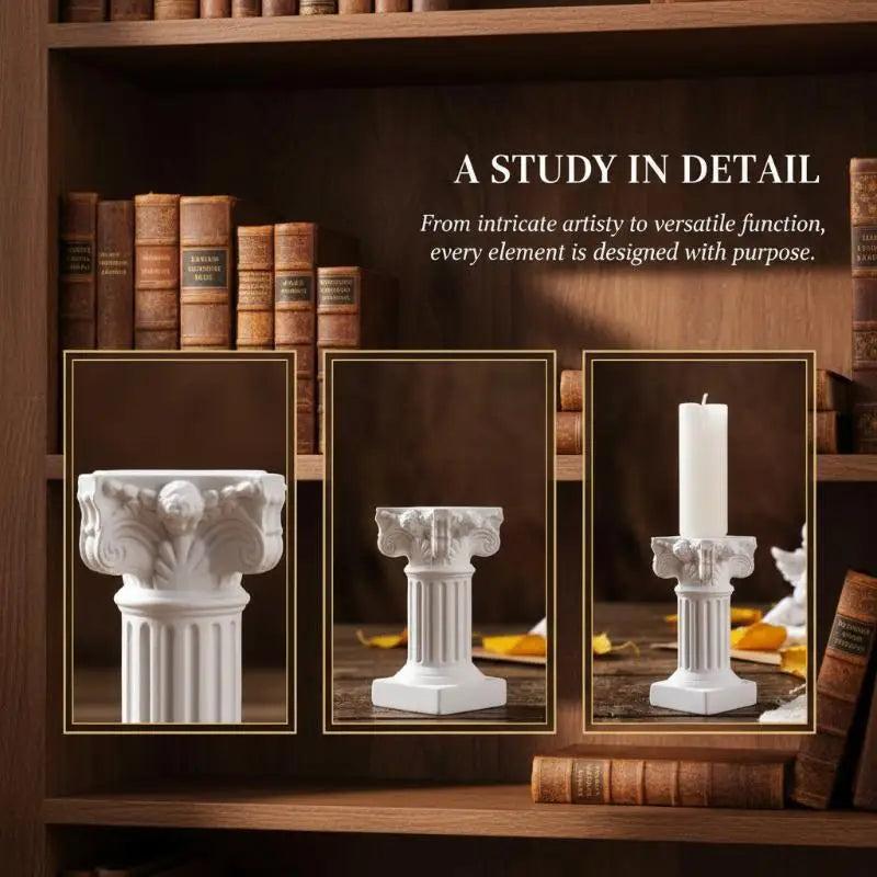 Roman Column Pedestal Candle Holder & Decorative Figurine Decorative Candle Holder PLUSH