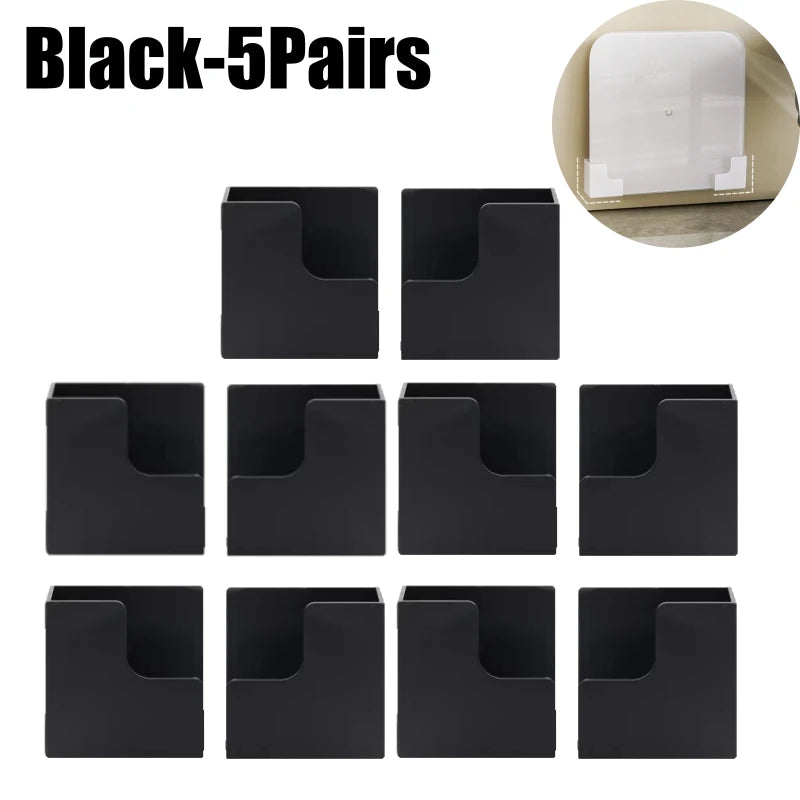 No-Drill Wall Mount Scale Holder – Adhesive Storage Rack Scale Wall Bracket PLUSH Black-5Pairs