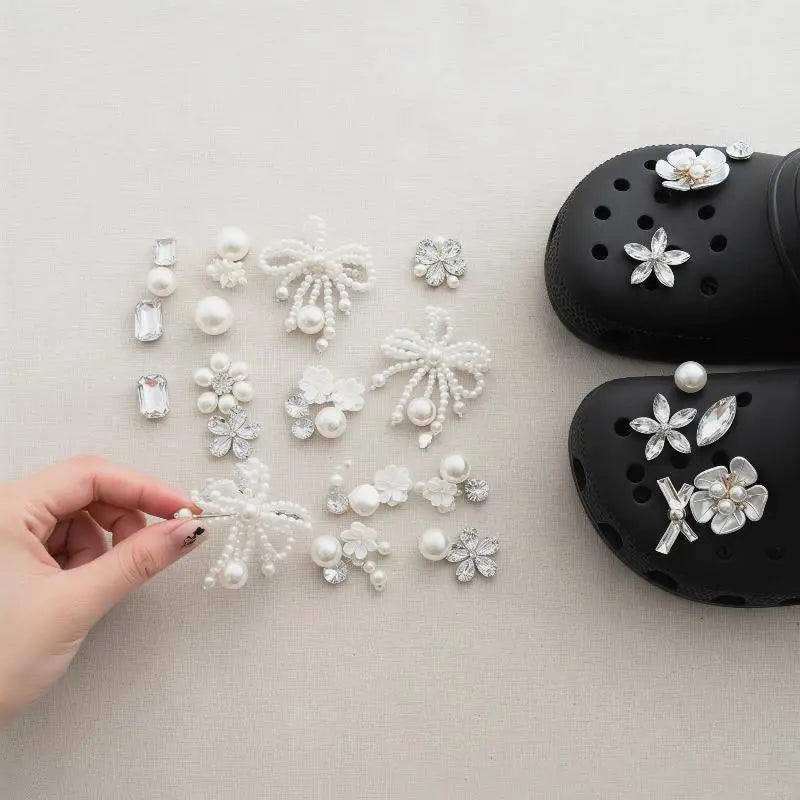 Flower Rhinestone Pearl Shoe Charms Kit – Ballet Shoe Decor Shoe Charm Set PLUSH
