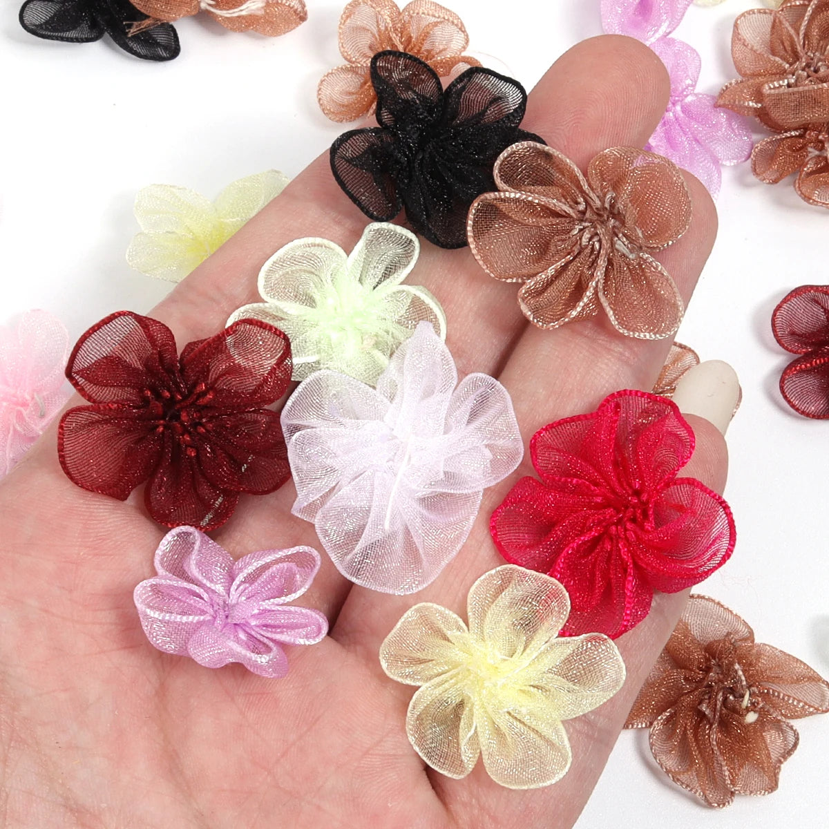 20pcs 3cm Organza Fabric Flower Appliques – DIY Hair & Craft Fabric Flower Appliques PLUSH