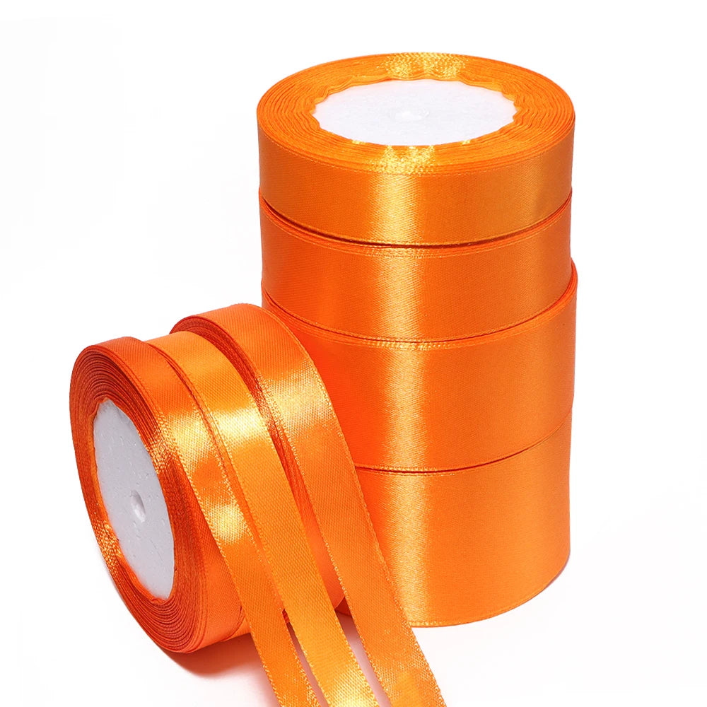 Orange Satin Ribbon 25 Yards – DIY Gifts & Wedding Décor Satin Craft Ribbon PLUSH