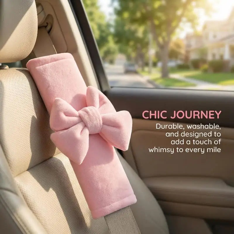 Bowknot Car Seat Belt Cover – Ice Silk Shoulder Pad for Women Seat Belt Cover PLUSH