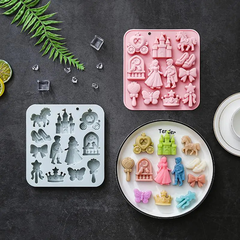 12-Cavity Princess Castle Silicone Mold – Fondant & Chocolate Silicone Baking Mold PLUSH