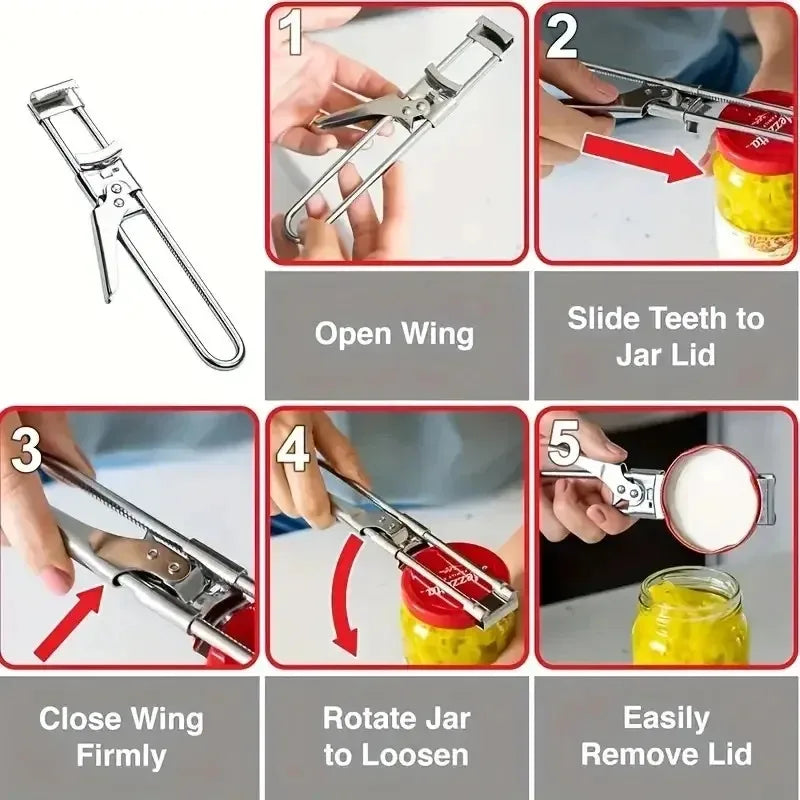 Adjustable Multi-Function Jar & Bottle Opener – Stainless Steel Jar & Bottle Opener PLUSH